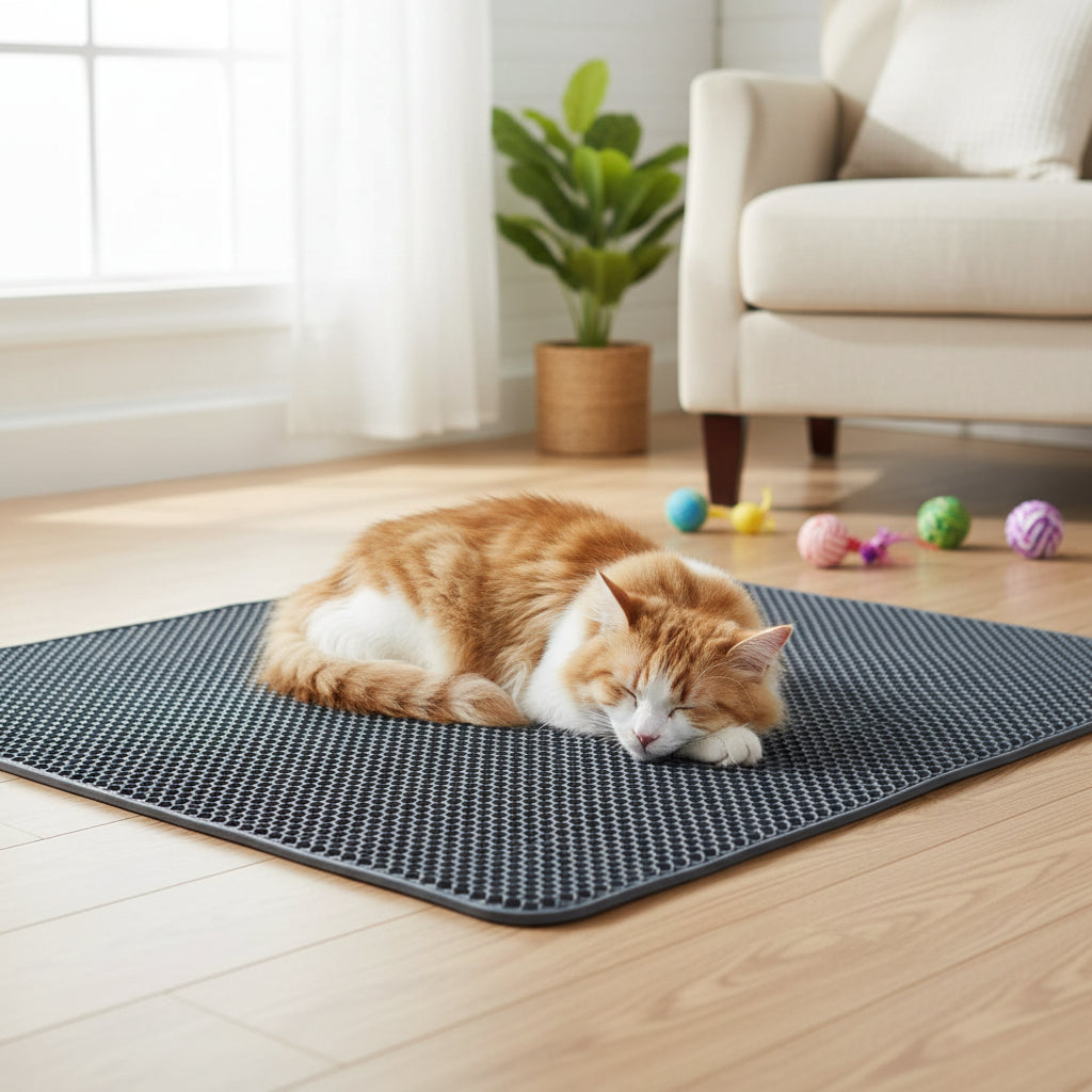 Extra Large Cat Litter Mat Heavy Duty Waterproof 2 Layer Non Slip Washable Pet Floor Protector Litter Box Sand Stopper